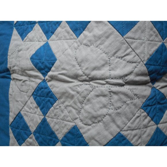 Vintage hand Quilted Wall Hanging Lap Blanket Blue Bayou 1990 - Picture 8 of 10